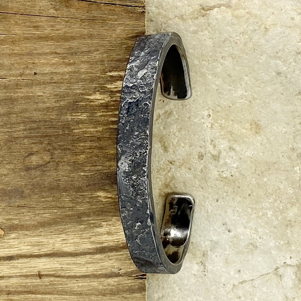 Stainless steel hammered cuff bracelet